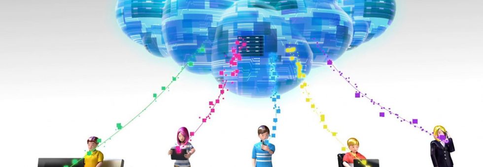 Cybersecurity concept showing cloud protection, data security, and modern business technology