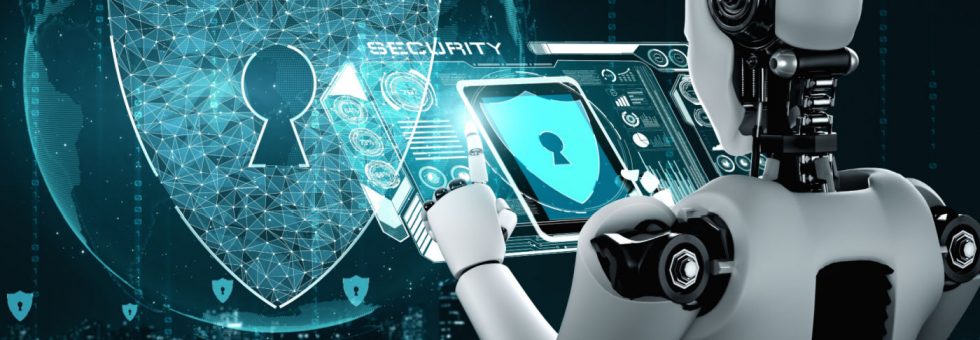 AI-powered cybersecurity protecting business data against cyber threats. AI for Data Security