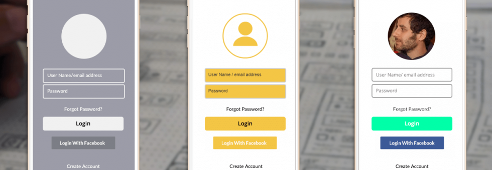 Prototyping wireframe showing early-stage website design mockup